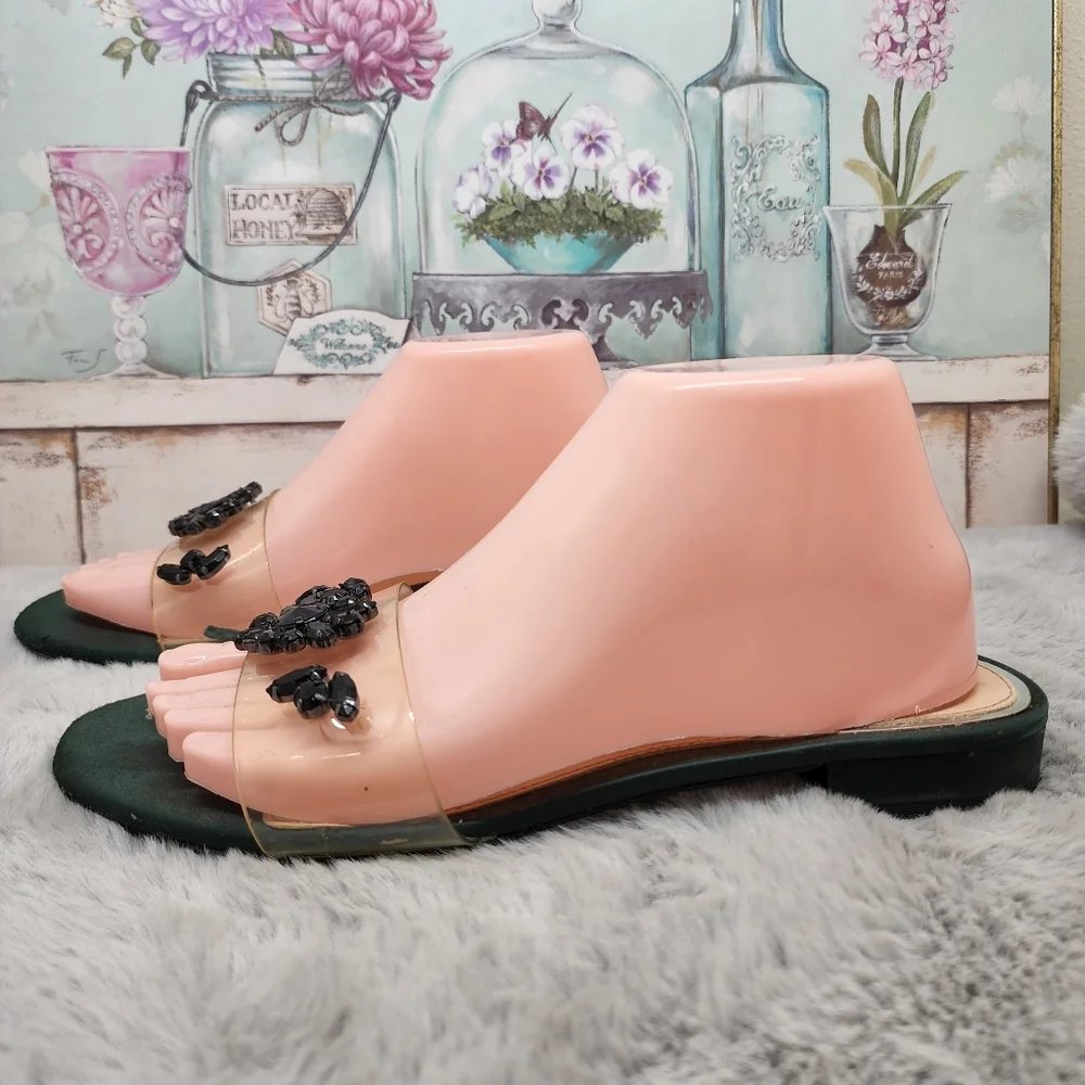 Zara woman clear vinyl and satin gemstone  sandals - Picture 3 of 9